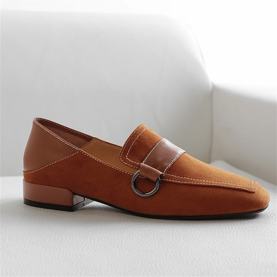 

2019 summer and autumn fashion women's shoes sheep suede fabric comfortable inner square toe slippers women's shoes