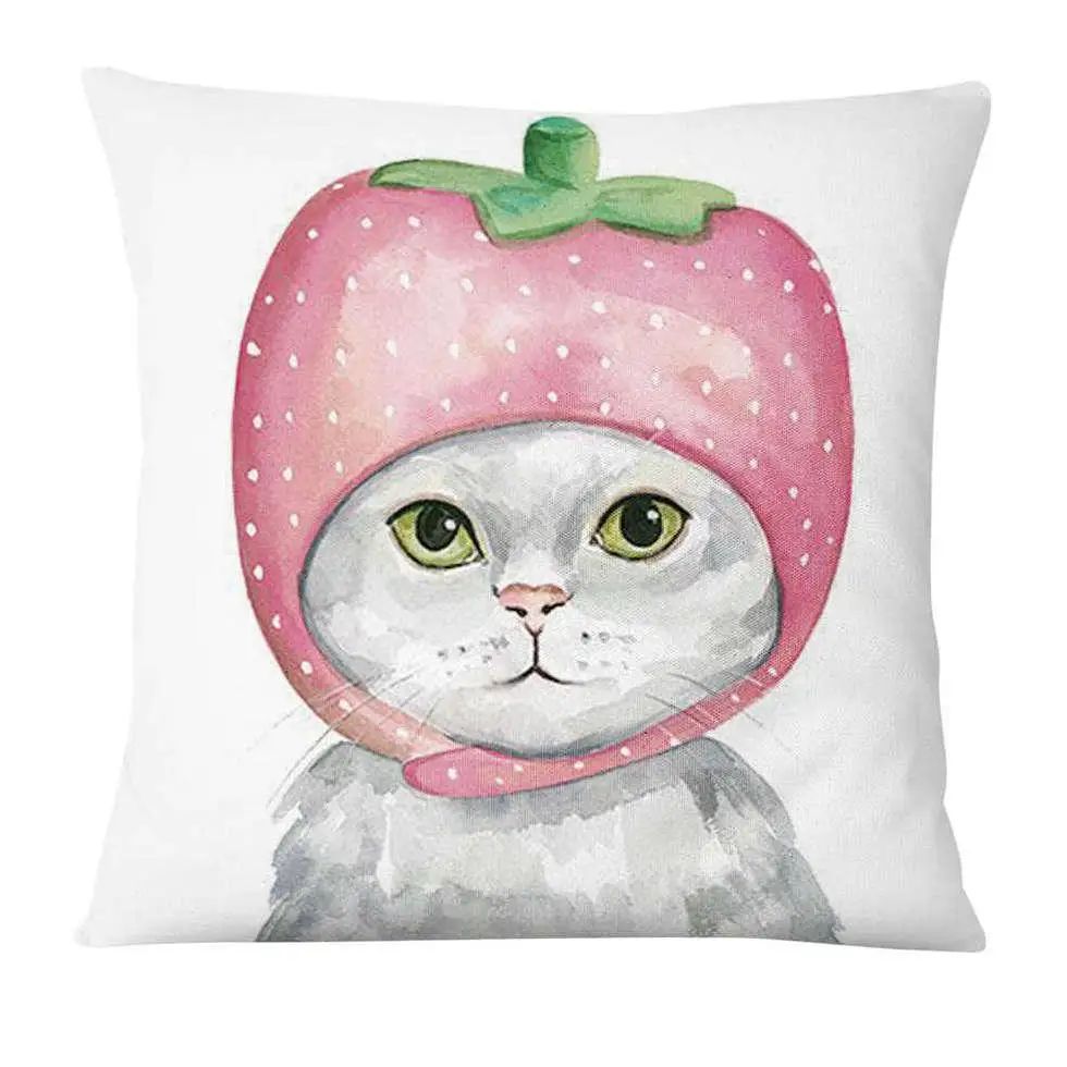 Hand Painted Cartoon Cat Digital Printed Pillowcase Home Pillow Decoration Almofadas Decorativas Para Sofa Throw Pillow 45*45 