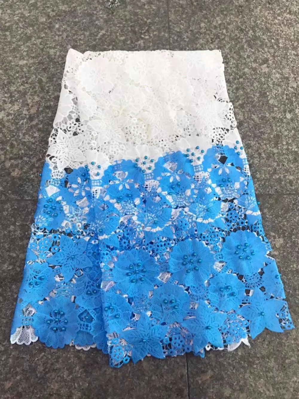 

2017 High quality Bead Embroidery guipure water Swiss African milk silk cord soluble print lace Fabric for dress 5y/lot YH103
