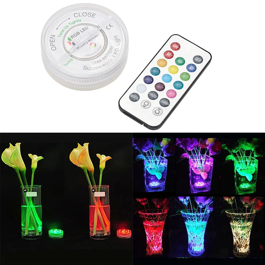 Decoration LED RGB Submersible Vase Hookah Light Lamp IP68 Waterproof