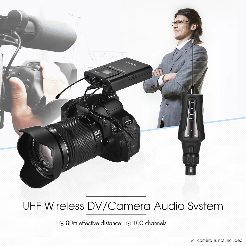 ACEMIC DV-100T UHF Беспроводная DV/камера Аудио система для Canon Nikon DSLR камера/видеокамера интервью звукозапись