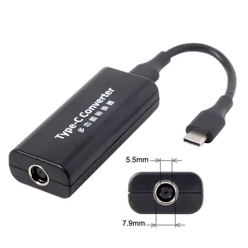 

DC 7.9*5.5mm Jack ThinkPad X1 Carbon Input to USB-C Type-C Power Plug Charge Cable 45w for Macbook Laptop Phone