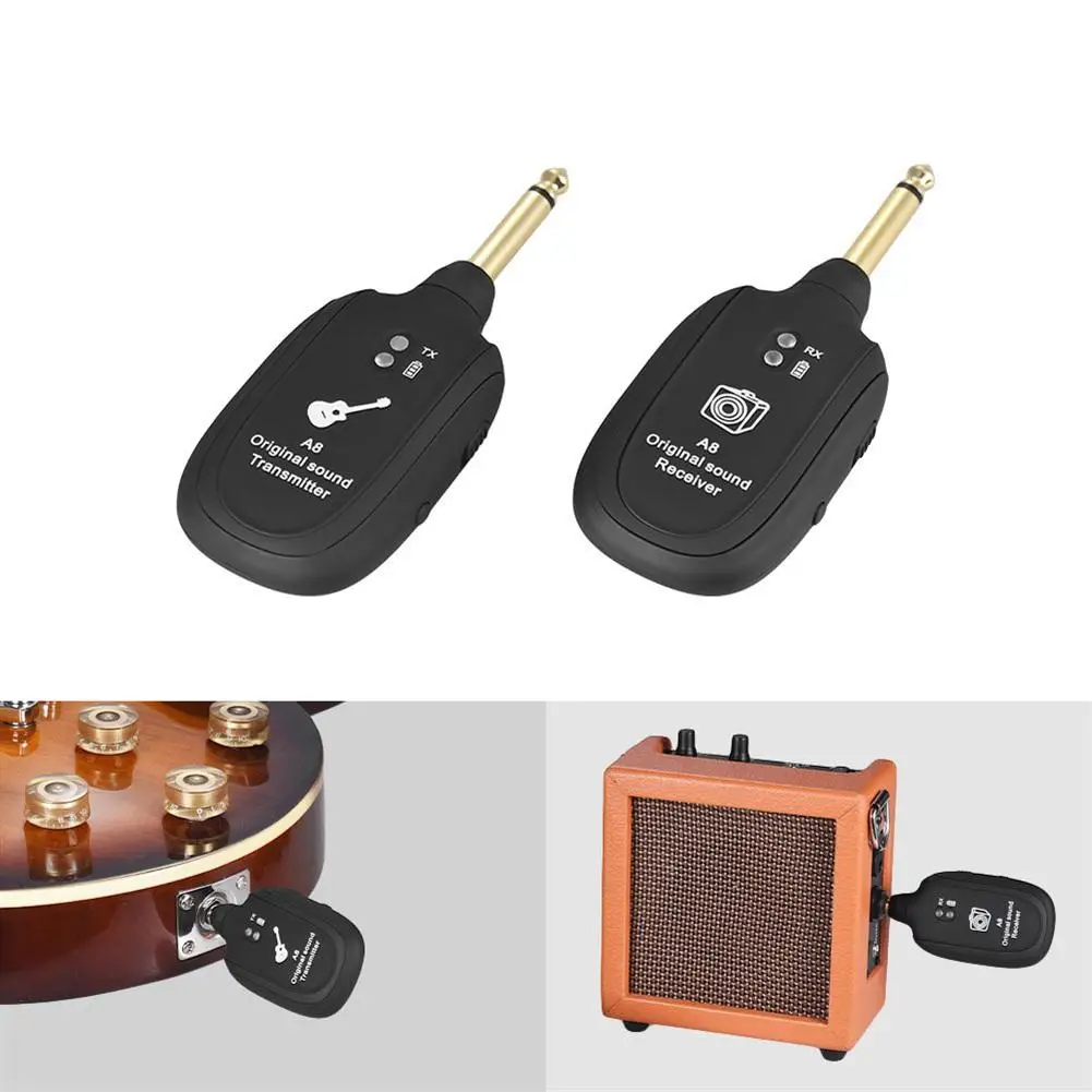 UHF inalámbrico Guitarra transmisión de Audio Guitarra transmisor receptor para Guitarra eléctrica bajo violín instrumento accesorio