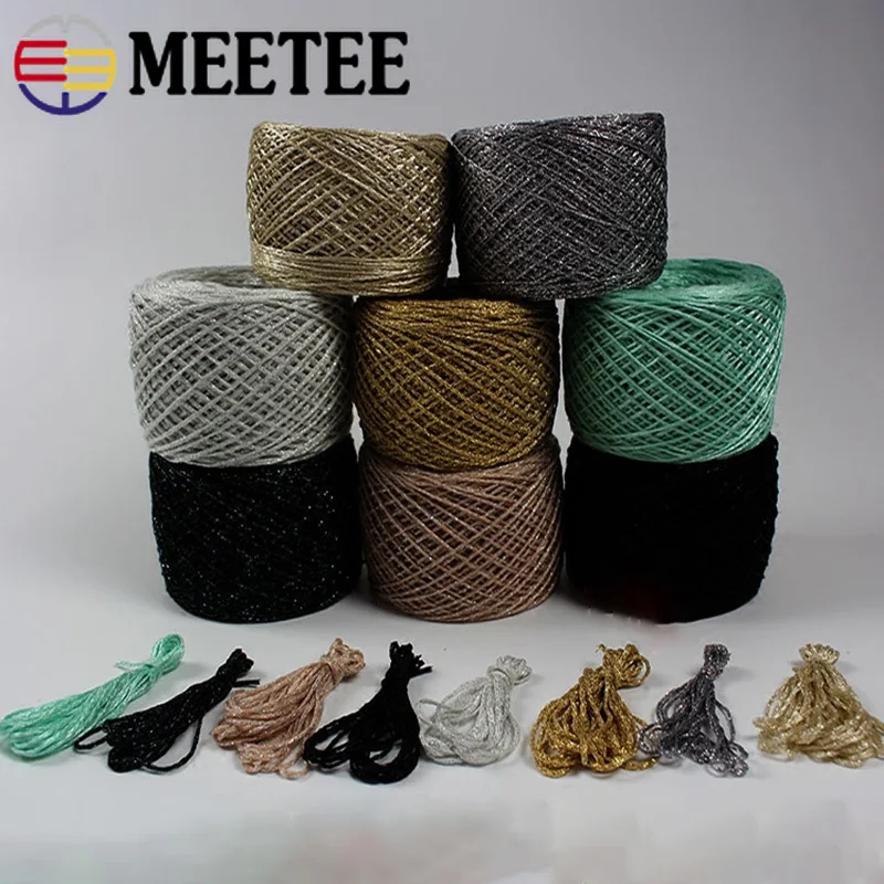 Meetee 100 г/рулон Золотая и серебряная пряжа яркая проволока для вязания