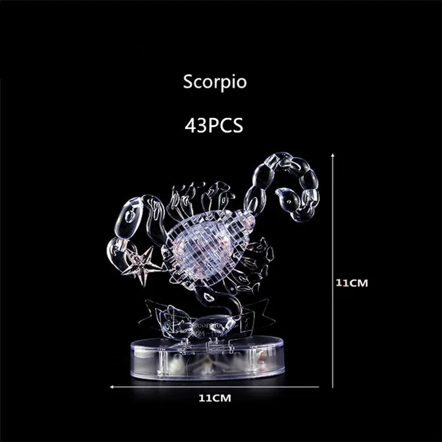 3D кристаллическая головоломка 12 созвездий пазл гороскоп головоломка с светодиодный свет DIY элегантный подарочный игрушки для детей и взрослых - Цвет: Scorpio