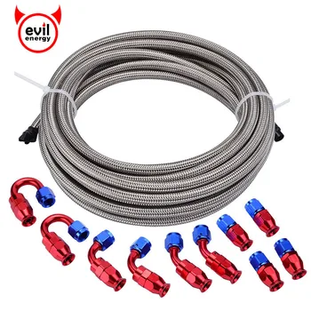 

evil energy AN8 Swivel PTFE Hose End 0/45/90/180 Degree Oil PTFE Fuel Adapter With 5Meter Braided PTFE Hose Line