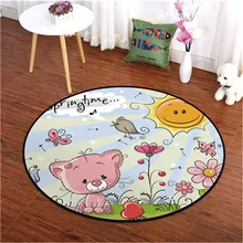 Ковер для гостиной/спальни, круглый ковер с милым Кроликом, котом, животным принтом, напольный коврик, прикроватный детский коврик для лазания