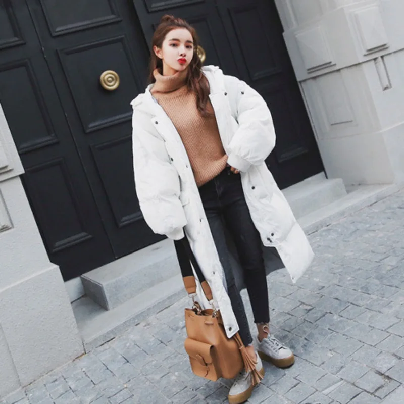 TVVOVVIN новая зимняя куртка с капюшоном больших размеров черного и белого цвета, женское теплое длинное хлопковое пальто, Jaqueta Feminina JH67