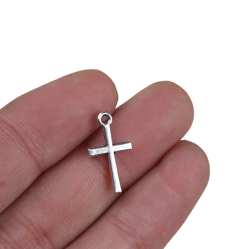 

10pcs/lot 10*18mm Simple Cross Silver Charm DIY Jewellery Accessories for Making Earrings Necklace Bracelets Pendant