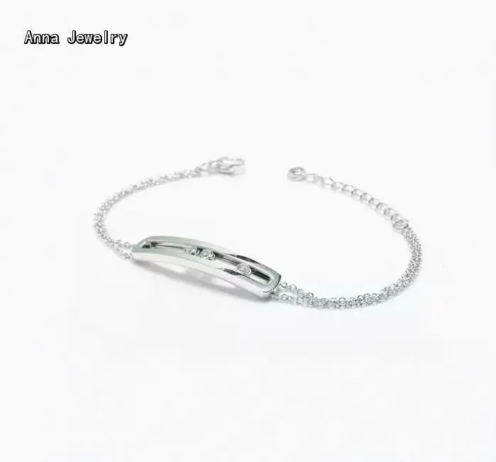 

Elegant Designer Double Chain Bracelet,Stainless Steel Charm with Swim Stones,Women Designs Metro Bracelets Pulseiras Femininas