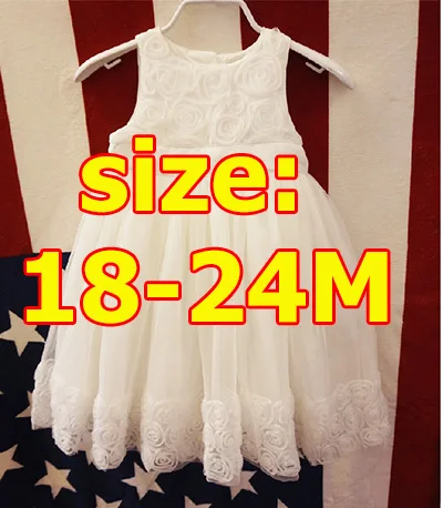 Белое платье принцессы с цветочным рисунком для маленьких девочек, вечерние платья на день рождения, милое платье с пачкой, от 9 месяцев до 36 месяцев - Цвет: size 18 to 24M