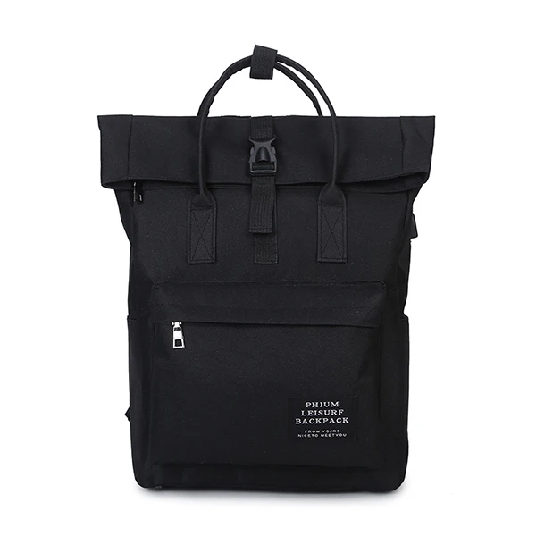 Повседневный женский рюкзак с зарядкой через Usb, Большой Вместительный рюкзак, Повседневная парусиновая водонепроницаемая сумка для ноутбука, школьные сумки для девочек-подростков, сумка для книг - Цвет: black