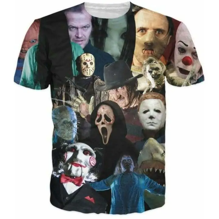 

2018 Fashion Horror Hip Hop Clothing Harajuku Printed 3D Designer Famous T Shirt