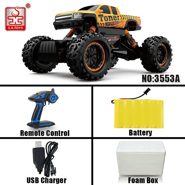 S. X. TOYS Радиоуправляемая машина 4WD 2,4 GHz Радиоуправляемая машинка на дистанционном управлении, 4 резиновых колеса, радиоуправляемая машина, 1:12 модель детских игрушек - Цвет: 3553A Yellow Set 1