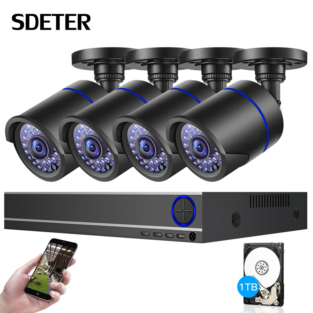 SDETER 4CH 1080N Камера Наборы AHD CCTV камера системы DVR Открытый ночное видение камера NVR системы наблюдения комплект