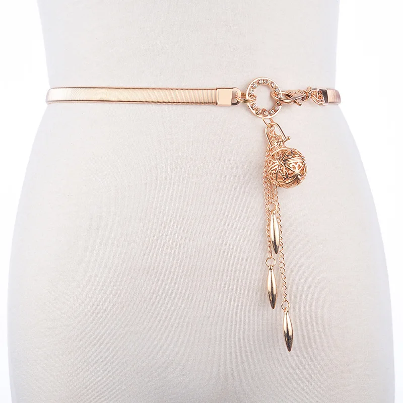 Women's Belts Hot Gold Belt Chain Elastic Metal Strap Silver Adjustable