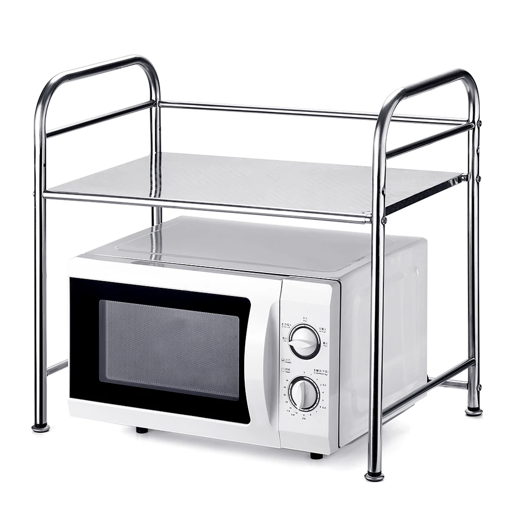 

Multifunctional Storage Rack Stainless Steel Microwave Oven Rack Shelf Spices Jars Storage Organizer Kitchen Counter Holder