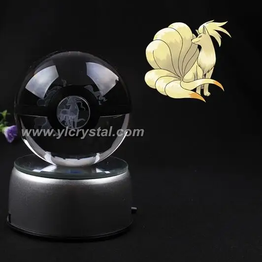 Стиль Pokemon Ball с гравировкой хрустальный шар для подарка с Led светильник - Цвет: Ninetale