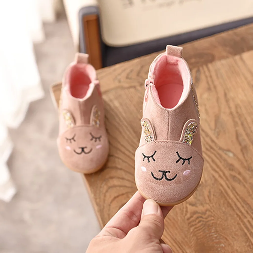 

Baby Girls Winter Warm shoes Rabbit Crystal Cartoon Short Boots Shoes winter boots for girls Meisjes Konijn Crystal botte shoes