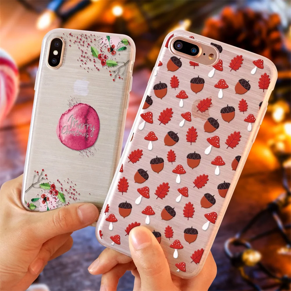 

Christmas For iPhone X 6 6S 7 8 Plus Christmas Tree Phone Case For iPhone 6 6S 5 5S SE Fundas For iPhone 7plus Brushed TPU cover