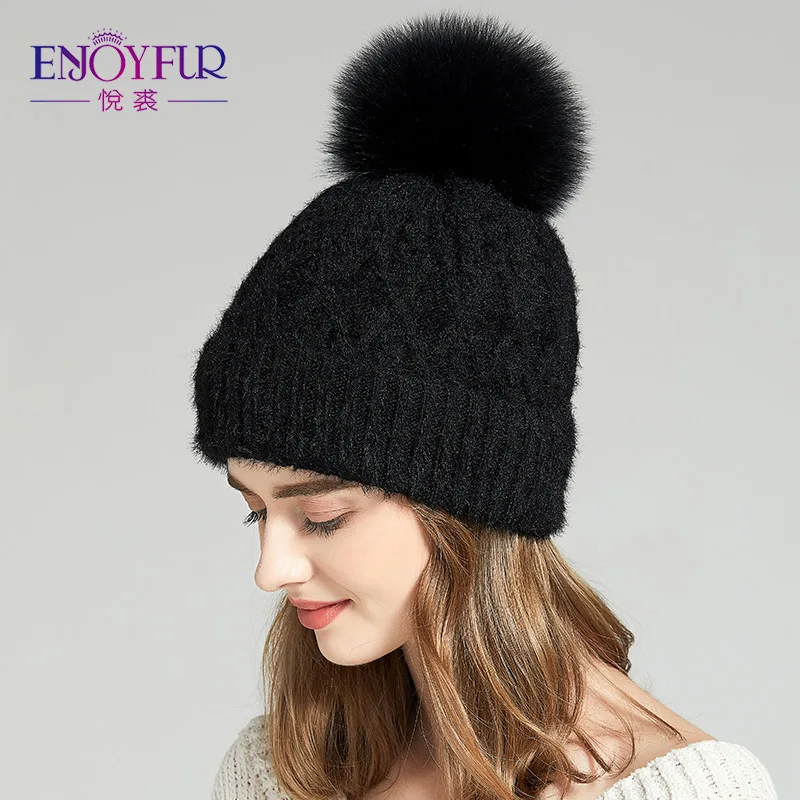 ENJOYFUR Шапка женская зимняя толстая модная из имитации соболиного меха с теплой