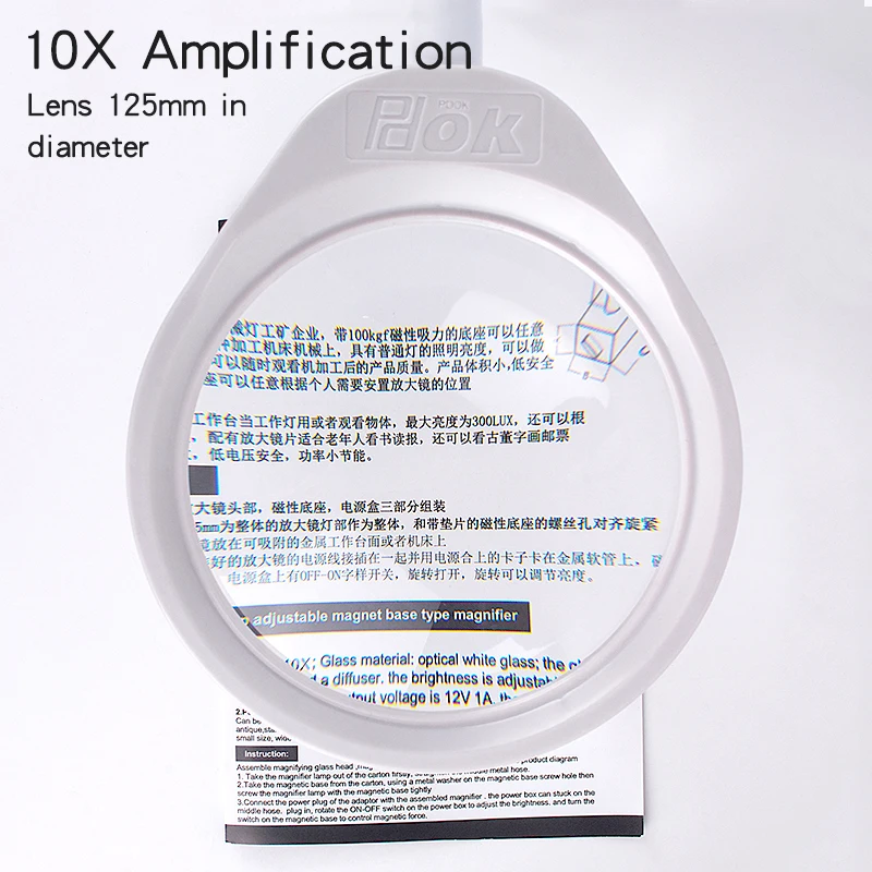  Magnifying glass with led lights 10/20X clip table magnifier third hand soldering magnifier for sma - 4000065336662
