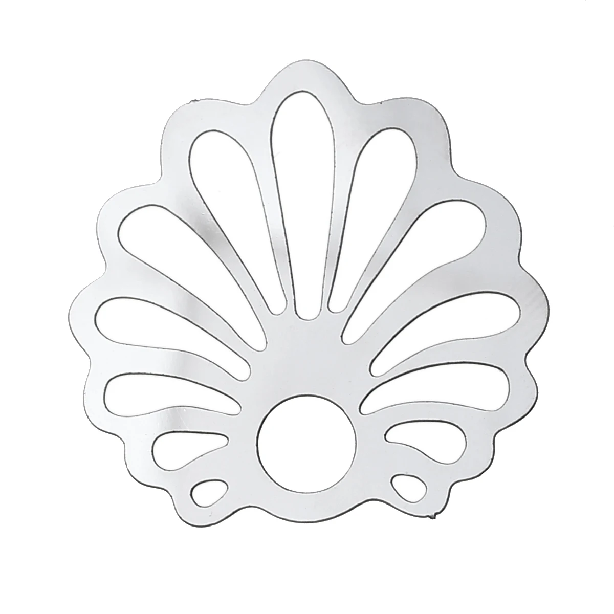 

DoreenBeads Stainless Steel Embellishments Findings Shell Silver Tone Hollow Stripe Pattern 21mm(7/8")x 21mm(7/8"),1 Piece