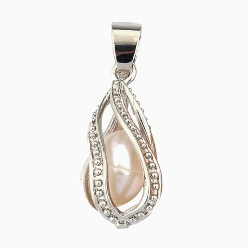 

Silver Drop Pearl Cage Jewelry Findings Cage Locket Pendant Essential Oil Diffuser Locket For Oyster Pearl Women Men