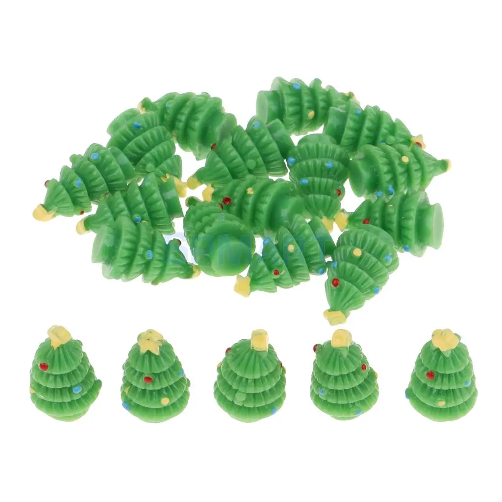 Set of 20 Pieces Dollhouse Miniature 2.2cm Christmas Tree Model Festival Decoration Photography Props