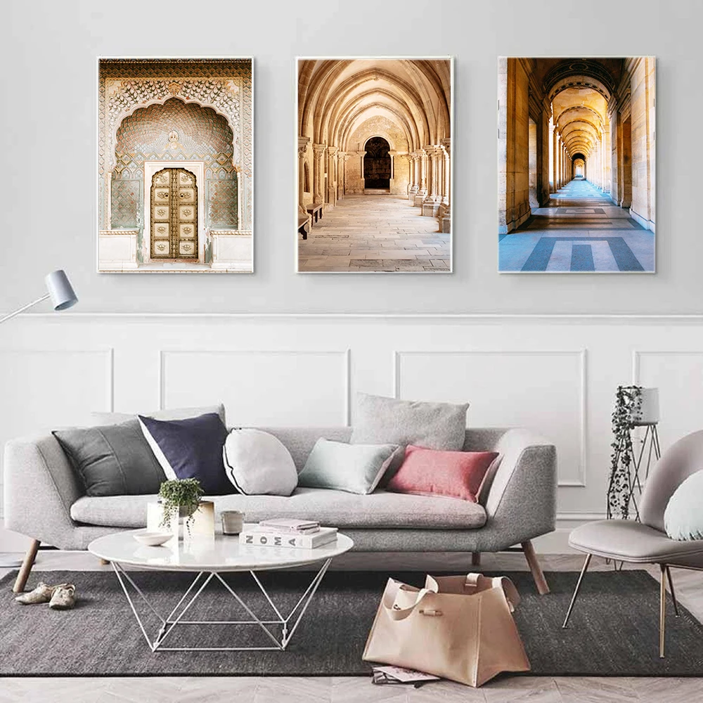 

Wall Art Ancient Gate Morocco Door Canvas Painting Vintage Posters Artwork Pictures Printed for Living Room Bathroom Home Decor