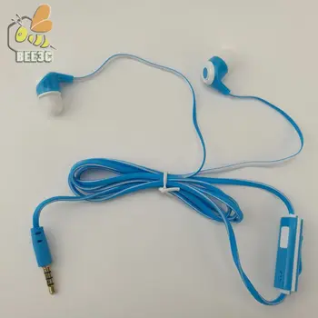 

1.2m Length In-ear Earphone Flat Noodle Design Wire Earset with Mic blue white black earcup with mic soft Material CP-10 300 pcs
