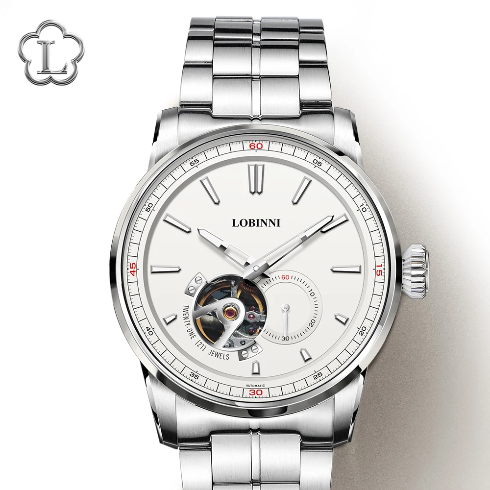 

Luxury Brand LOBINNI Watch Men Japan MIYOTA Auto Mechanical Men's Watches Sapphire 50M Waterproof relogio Skeleton Clock L9015-2