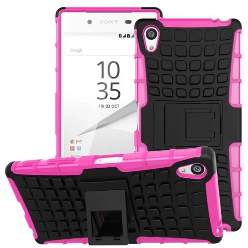 Крышка для sony Z5 Премиум мягкий прорезиненный чехол& Гибридный Пластик чехол для sony Xperia Z5 Премиум Z5 плюс E6883 подставка-держатель для телефона - Цвет: Розовый