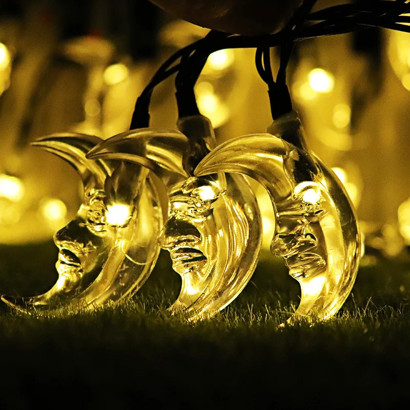 

30 LED Moon Shape Solar Powered String Light Outdoor Garden Wedding Christmas Party Decoration