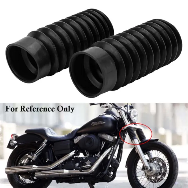 New Black Motorcycle 49mm Long Rubber Fork Cover Front Gaiters Gators