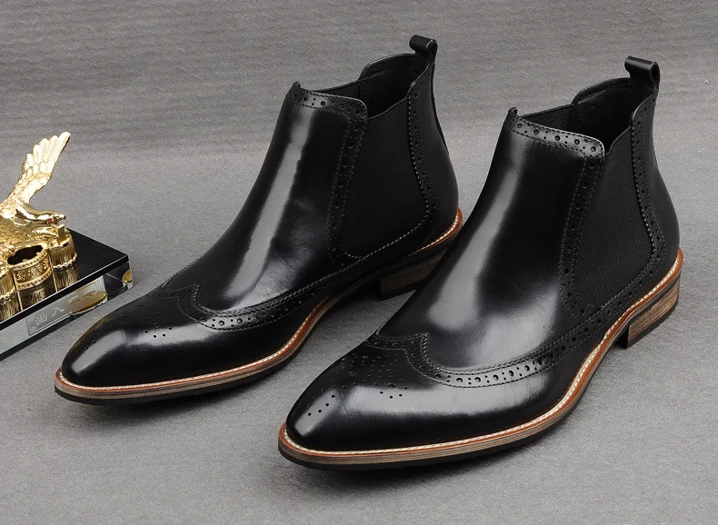 Tallado Tacones 1 Botas Martin Real Zapatos Cowboy Hombre 2018 Cuero Borgues De Oxfords Invierno Otoño Moda Bajos O0Rxa1q
