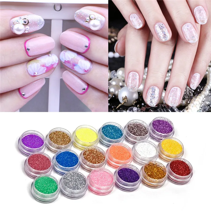 18 Colors Holographic Nail Glitter Powder Nail Dust For Uv Gel Diy ...