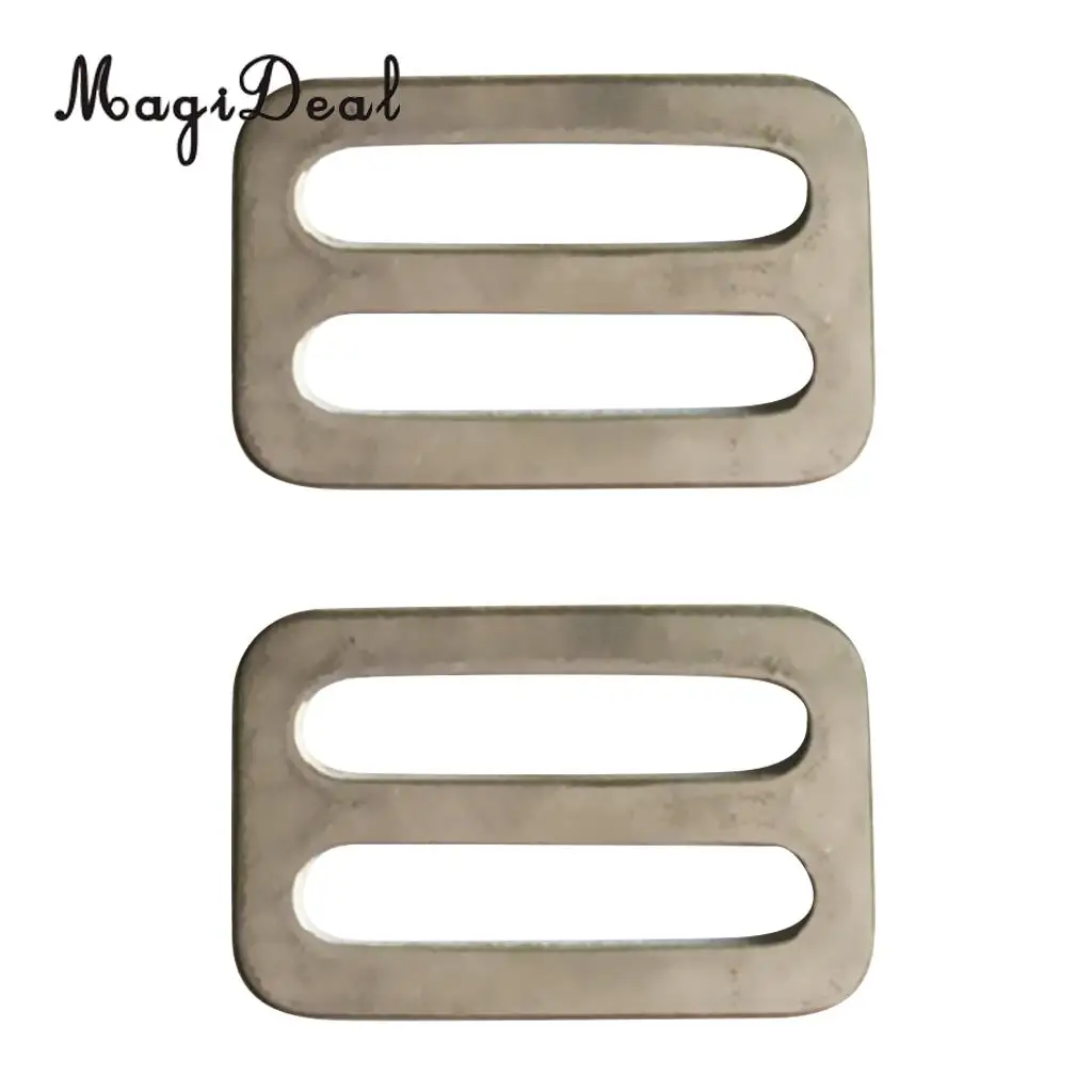 

MagiDeal 2 Pieces Scuba Diving 1 inch Webbing Strap Weight Belt Slide Buckle Stainless Steel Stopper Keeper