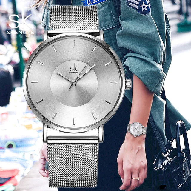 

Shengke Simple Women Watches 2017 Ladies Wristwatch Ultra thin Quartz WatchLadies Ribbon Watch Relogio Feminino SK dropshipping