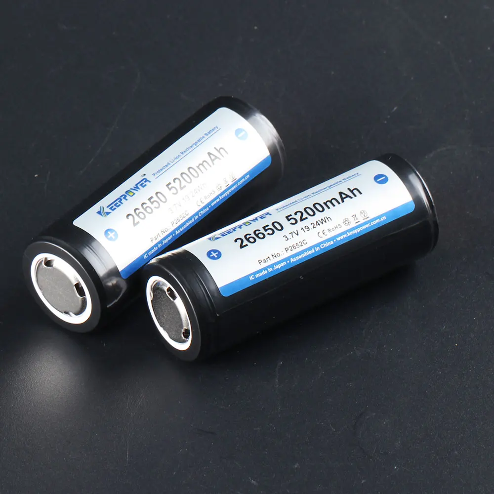 1 шт. защищенный Keeppower 26650 5200mAh 3,7 v фонарик батарея ICR26650