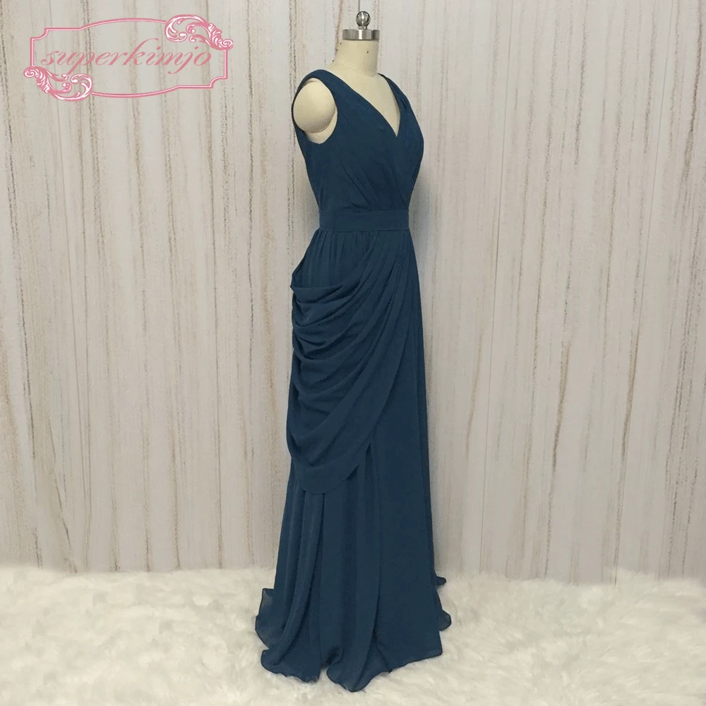 Superkimjo Chiffon Bridesmaid Dresses Long Teal Blue Pleated Superkimjo Chiffon Bridesmaid Dresses Long Teal Blue Pleated Wedding Guest Vestido Madrinha Casamento Longo In From