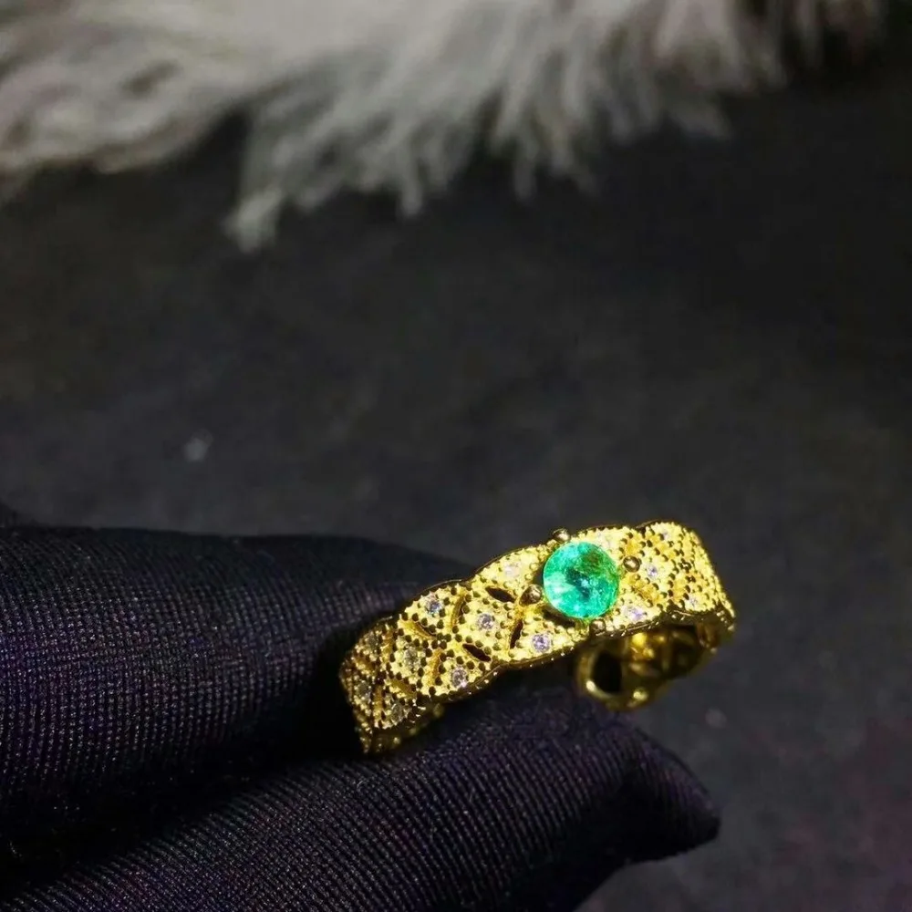 925 sterling silver Natural green Emerald Rings fine Jewelry gift women wedding open new 3.5*3