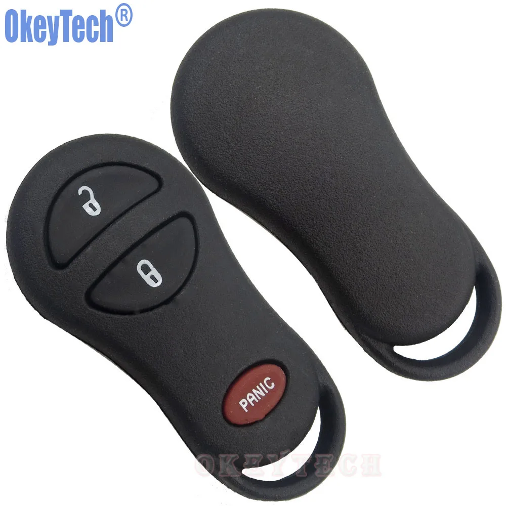OkeyTech 3 Buttons Car Keyless Entry Remote Key Shell Fob Case For Chrysler Voyager Cruiser For Dodge Ram Dakota Jeep Cherokee