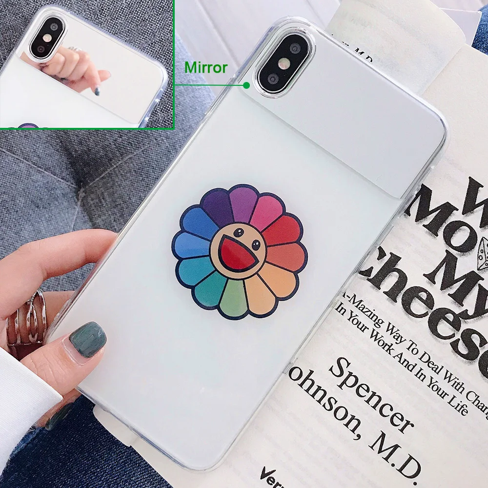 KIPX1126C_2_JONSNOW Mirror Soft Case for iPhone 6S 7 8 Plus X XS XR XS Max Cover Cases Glossy Flower Heart Pattern Mirror Protector