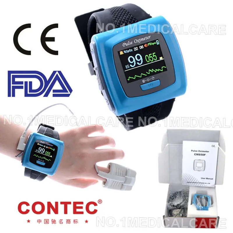

CONTEC CMS50F Wrist Pulse Oximeter, OLED, USB PC Software, Alarm, 24h Recording Pulse Monitoring Oximeter