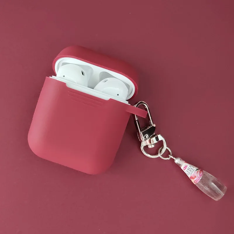 Простая красивая бутылка для вина красный Силиконовый чехол для Apple Airpods чехол Аксессуары Bluetooth наушники сумка защитный чехол подарок - Цвет: DarkRed
