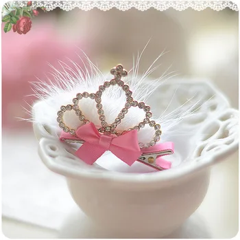 

120pcs/lot Baby Girl Princess Rabbit Ball Crown Clips Children's Hair Clips