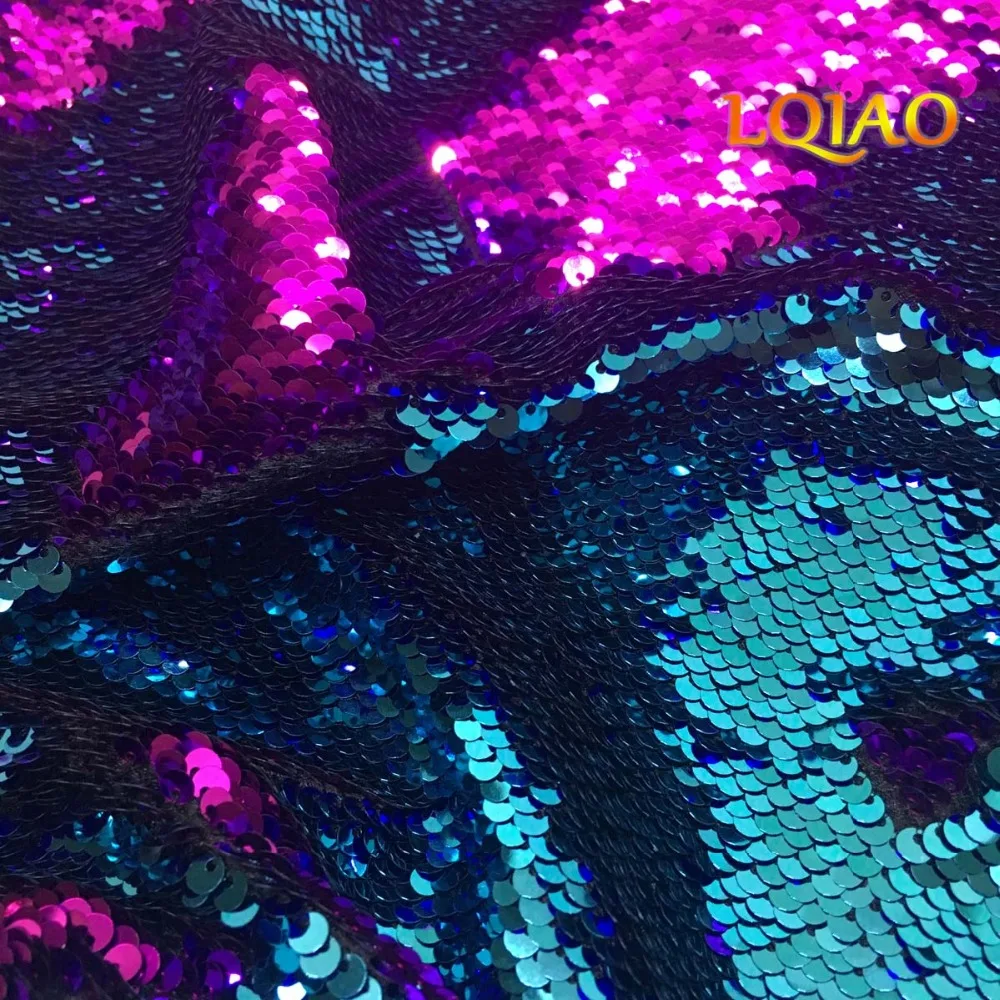 Turquoise Fuchsia Sequin Fabric-4