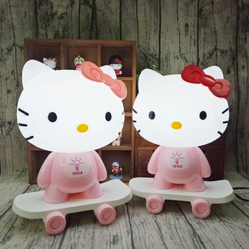 

Pink/Red LED Table Lamps Hello Kitty Cartoon Skateboard Table Light Kids Gift Bedroom Bedside 3D Creative Night Light