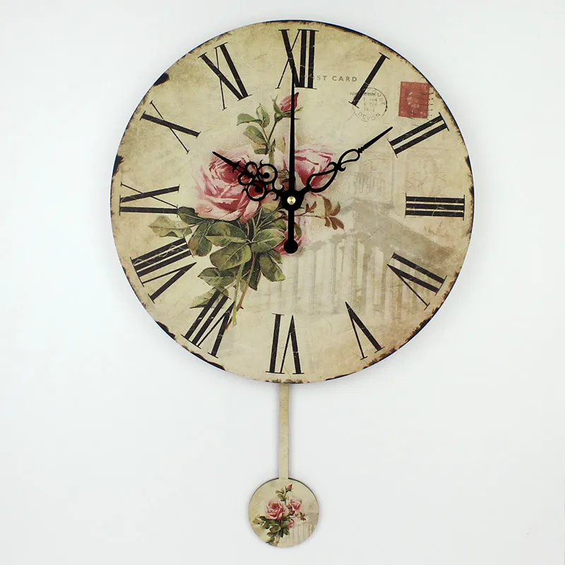 

fashion 3d rose home decoration Swing Mute wall Clock roman number waterproof clock face living room wall decoration watch gift